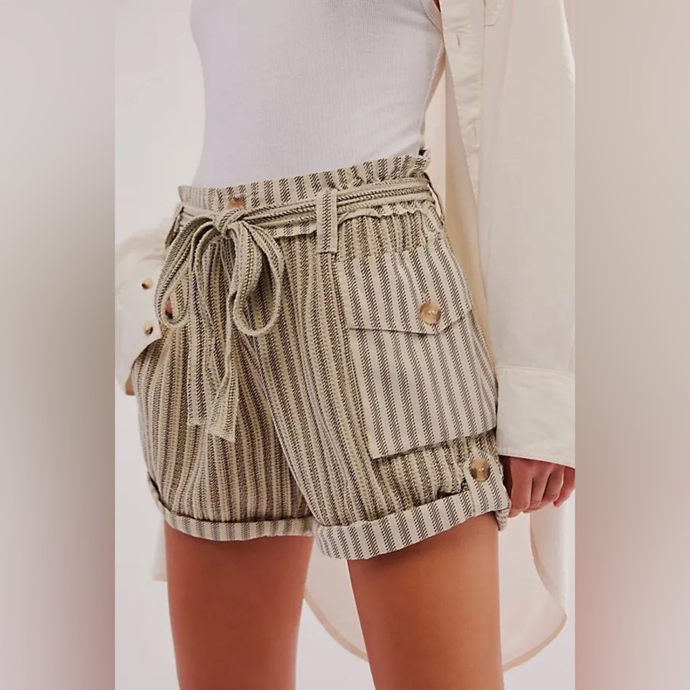 FREE PEOPLE Fp One Harriet Striped Shorts in Mint Chip combo NWOT